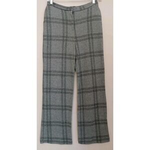 Next Women‎ Grey Plaid Knit Stretch Wide Leg Trouser Pants Size 10 (UK 14)